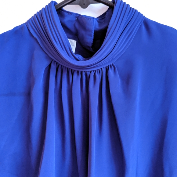 Vintage 90s Cobalt/Electric Blue High Neck Blouse - Picture 3 of 8